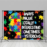 Aperturee - Aperturee Colorful Puzzle Kid Brain Autism Awareness Backdrop